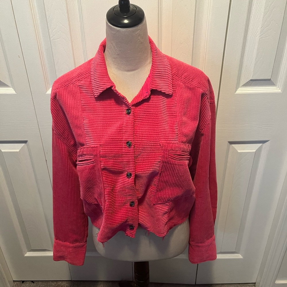 BDG Size M Pink Corduroy Button-Up Shirt